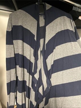 Tommy Hilfiger Striped Navy and Gray waterfall Cardigan